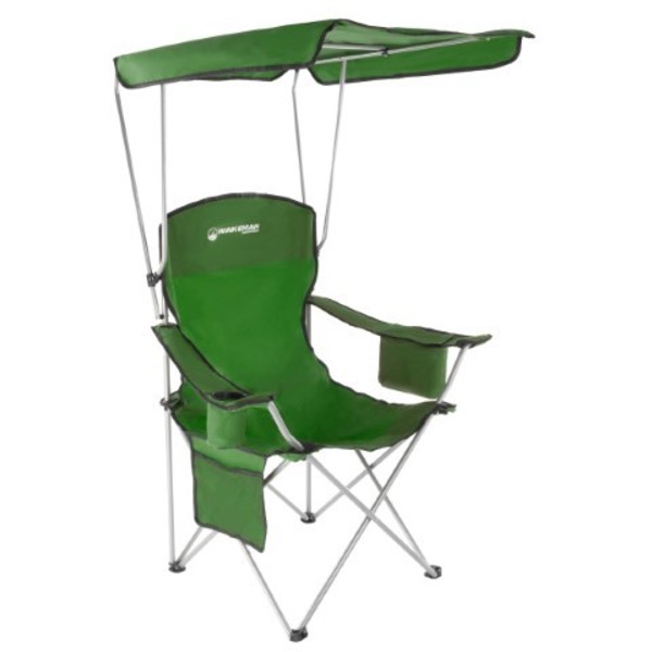 Leisure Sports Camp Chair with Canopy, 300-pound Capacity Sunshade Quad Seat with Cup Holder, Carry Bag(Green) 860879VVT